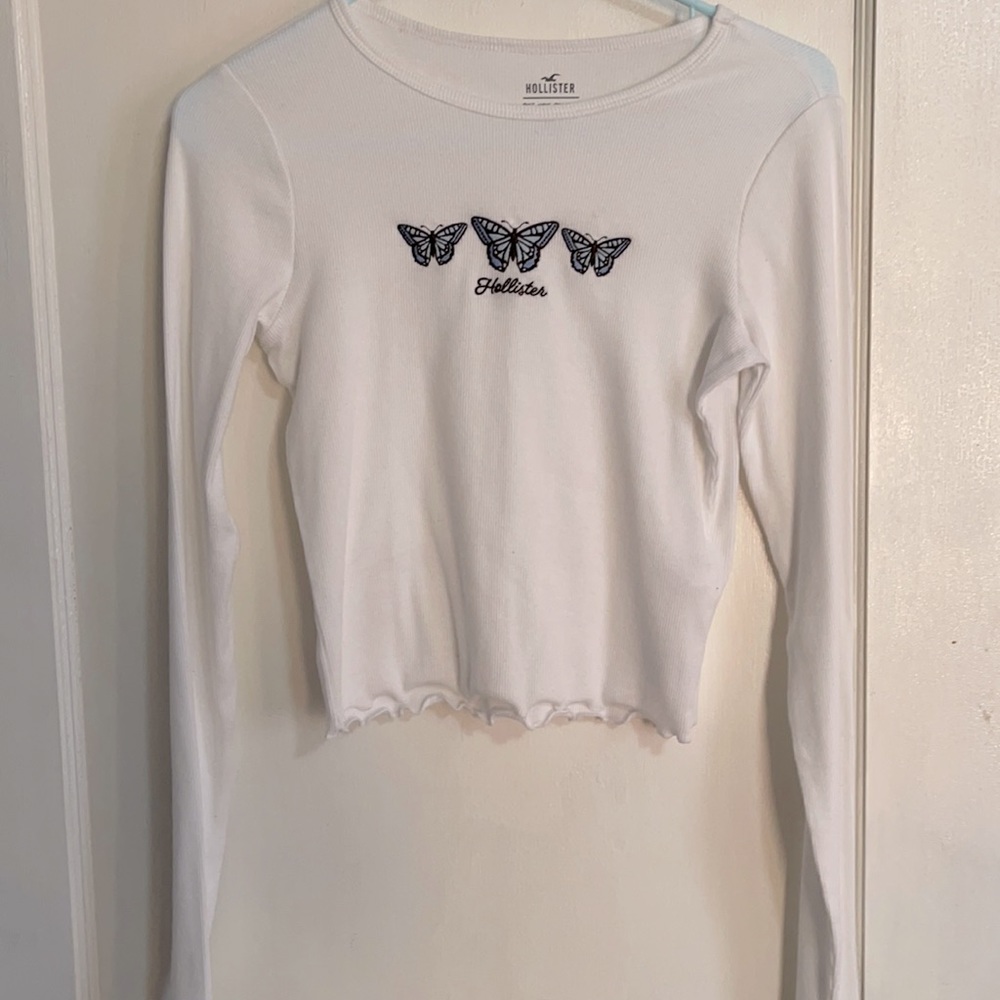 Hollister white butterfly long sleeve tee!